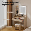 Artiss Dressing Table Set With Stool LED Wood Vanity