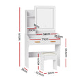 Artiss Dressing Table Set LED Stool White Doria
