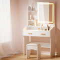 Artiss Dressing Table Set LED Stool White Doria