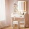 Artiss Dressing Table Set LED Stool White Doria