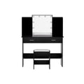 Artiss Dressing Table Black 10 LED Bulbs Mirror Stool Set
