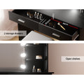 Artiss Dressing Table Black 10 LED Bulbs Mirror Stool Set