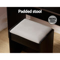 Artiss Dressing Table Black 10 LED Bulbs Mirror Stool Set