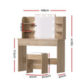 Artiss Dressing Table Mirror Stool 10 LED Bulbs Wood