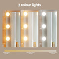 Artiss Dressing Table Mirror Stool 10 LED Bulbs Wood