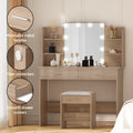 Artiss Dressing Table Mirror Stool 10 LED Bulbs Wood