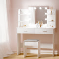 Artiss Dressing Table Set 10 LED Bulbs White Stool