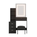Artiss Dressing Table Vanity Desk Led Mirror Black with Stool
