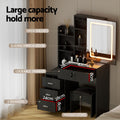 Artiss Dressing Table Vanity Desk Led Mirror Black with Stool