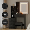 Artiss Dressing Table Vanity Desk Led Mirror Black with Stool