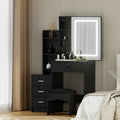 Artiss Dressing Table Vanity Desk Led Mirror Black with Stool