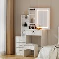 Artiss Dressing Table Vanity Desk LED Stool White