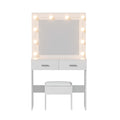 Artiss Dressing Table Vanity Desk White 10 LED Bulbs Stool