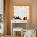 Artiss Dressing Table Vanity Desk White 10 LED Bulbs Stool