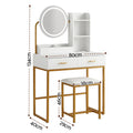 Artiss Dressing Table Vanity Desk LED Charging White Stool