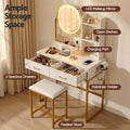 Artiss Dressing Table Vanity Desk LED Charging White Stool
