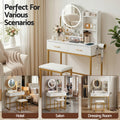 Artiss Dressing Table Vanity Desk LED Charging White Stool