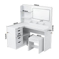 Artiss Dressing Table Corner Vanity Desk Set Stool LED Charging Station White