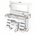 Artiss Dressing Table Makeup Vanity Desk Large LED Mirror 10 Drawers Power Outlet Hair Dryer Holder Hook White