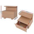 Artiss Bedside Table 1 Drawer Pine Wood Nightstand