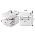 Artiss Bedside Table with Charging Station Drawer Sliding Top Nightstand White