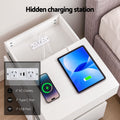 Artiss Bedside Table with Charging Station Drawer Sliding Top Nightstand White