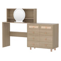 Artiss Dressing Table LED Mirror Pine Stool Set