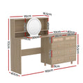 Artiss Dressing Table LED Mirror Pine Stool Set