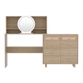 Artiss Dressing Table LED Mirror Pine Stool Set