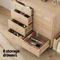 Artiss Dressing Table LED Mirror Pine Stool Set