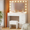 Artiss Dressing Table 15 LED Bulbs Mirror Stool White