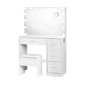 Artiss Dressing Table 15 LED Bulbs Mirror Stool White