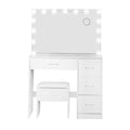 Artiss Dressing Table 15 LED Bulbs Mirror Stool White