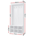 Artiss Shoe Rack Cabinet Coat Hall Tree 180cm White