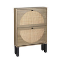 Artiss Shoe Rack Cabinet 2 Drawers Rattan 6 Pairs Storage
