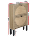 Artiss Shoe Rack Cabinet 2 Drawers Rattan 6 Pairs Storage