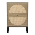 Artiss Shoe Rack Cabinet 2 Drawers Rattan 6 Pairs Storage