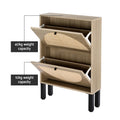 Artiss Shoe Rack Cabinet 2 Drawers Rattan 6 Pairs Storage