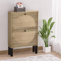 Artiss Shoe Rack Cabinet 2 Drawers Rattan 6 Pairs Storage