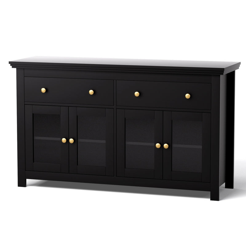 Artiss Buffet Sideboard Cabinet Black Clear Door Drawer Storage
