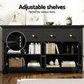 Artiss Buffet Sideboard Cabinet Black Clear Door Drawer Storage
