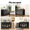 Artiss Buffet Sideboard Cabinet Black Clear Door Drawer Storage