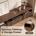 Artiss 180cm TV Unit Storage Cabinet Shelf Fluted Front Rounded Edge Anti-tip Kit Walnut