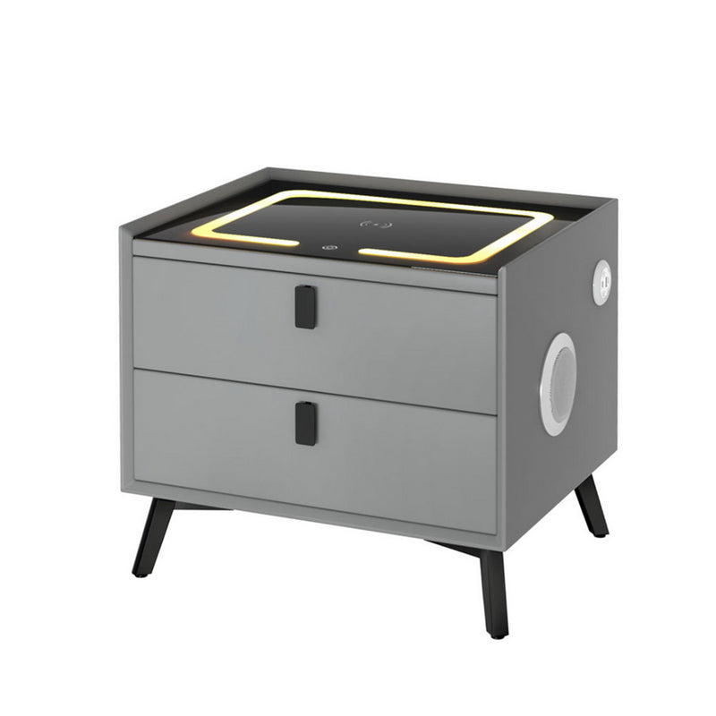 Artiss Smart Bedside Table Wireless Charging Grey