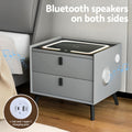 Artiss Smart Bedside Table Wireless Charging Grey