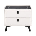 Artiss Smart Bedside Table 2 Drawers Wireless Charging LED White