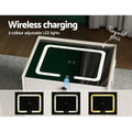 Artiss Smart Bedside Table 2 Drawers Wireless Charging LED White