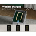 Artiss Smart Bedside Table 2 Drawer Wireless Charging LED Grey