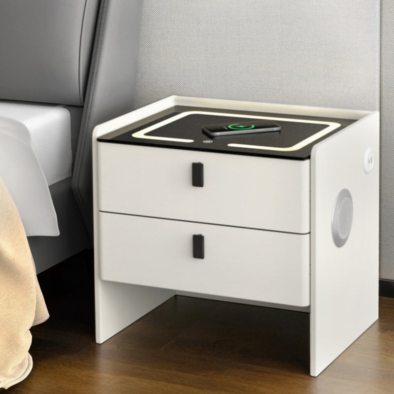 Artiss Smart Bedside Table Wireless Charging White