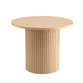 Artiss Round Coffee Table Fluted Wood 80cm